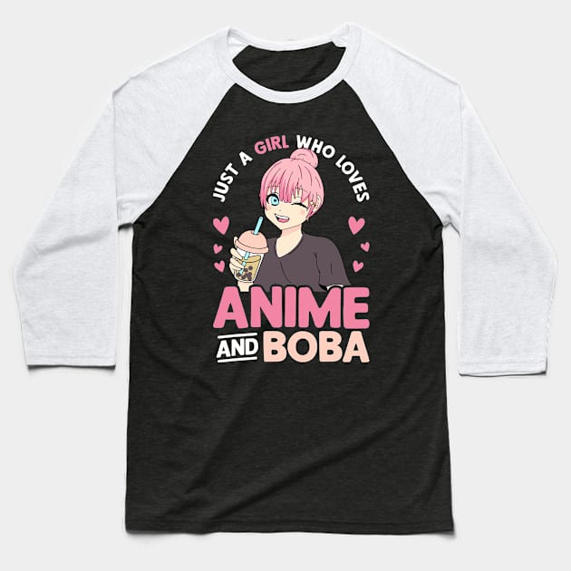 Just A Girl Who Loves Anime And Boba Tea Lover Girls Teen Baseball T-Shirt by Tee-Riss